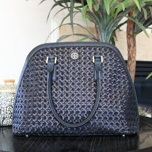 Tory Burch Black Woven Leather Hand Bag